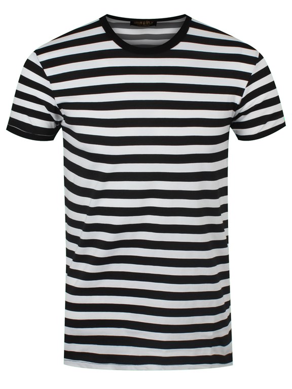 New Black and White Striped T-Shirt | eBay