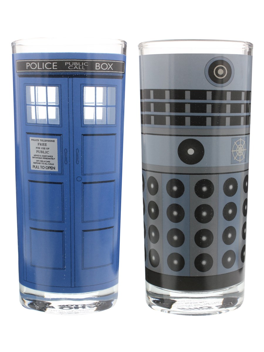 Dr Who Dalek & Tardis Drinking Glasses, Set Of 2 Buy