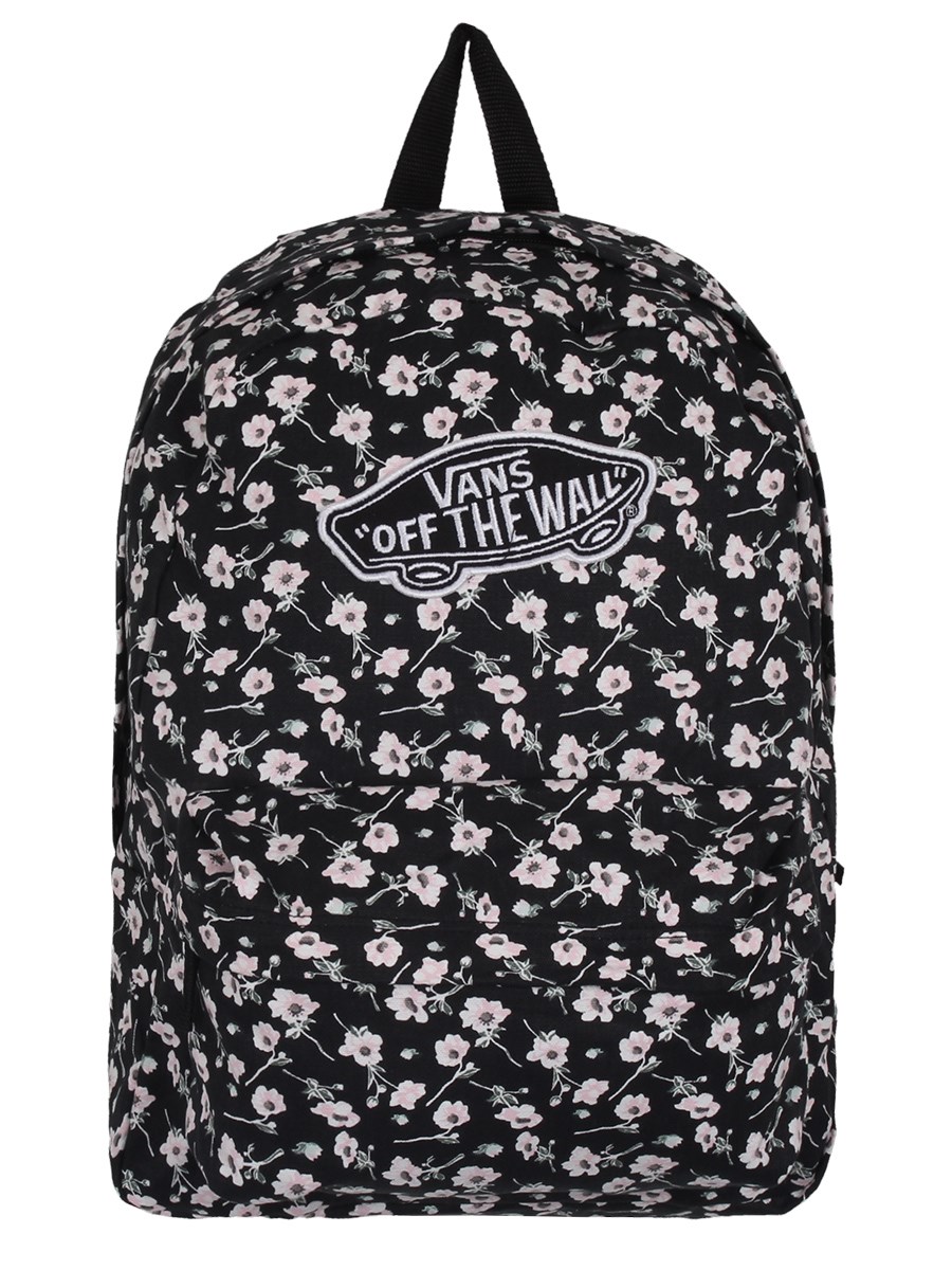 vans black and white flower backpack