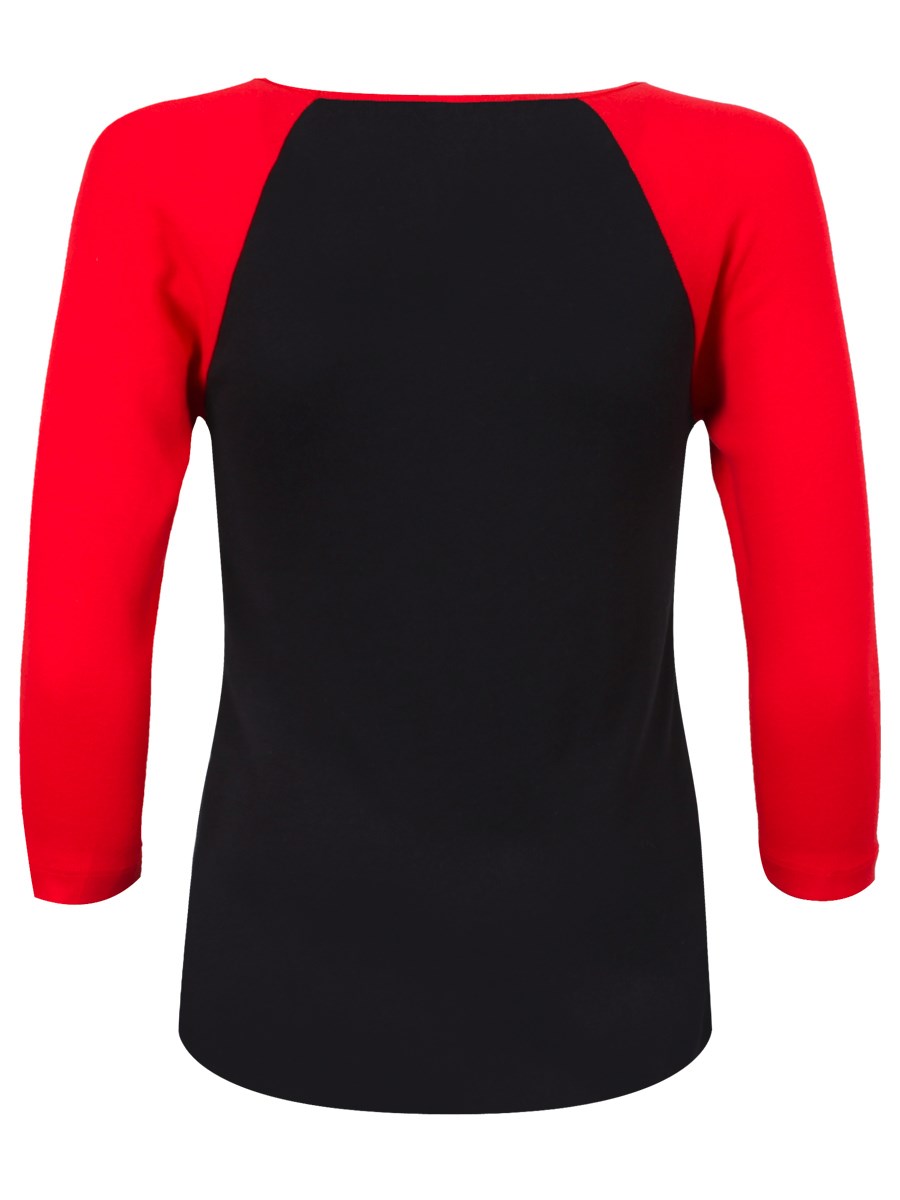 Pocket Skeleton Raglan Women's Black & Red T-shirt M 10-12 | eBay