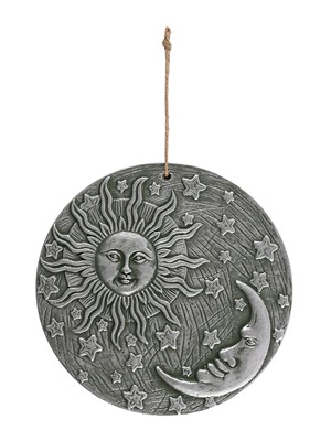 Silver Terracotta Sun & Moon Wall Plaque