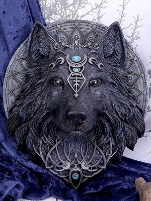 Dark Gothic Magical Wolf Moon Wall Hanging Plaque 