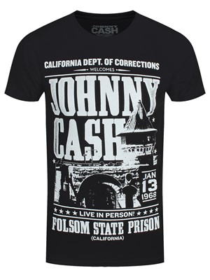 Johnny Cash Prison Poster '68 Men's Black 100% Recycled Eco T-Shirt