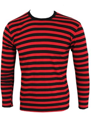 Striped Red and Black Long Sleeved T-Shirt - Buy Online at Grindstore.com