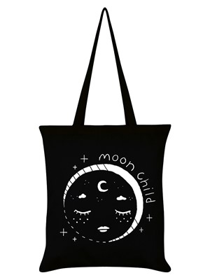 Celestial Moon Child Black Tote Bag 