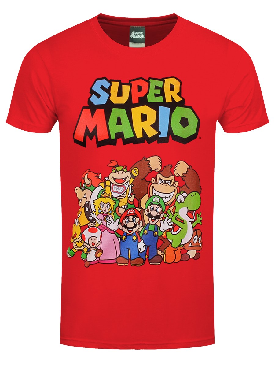 Super Mario Group Shot Uomo T-Shirt Rosso Regular 