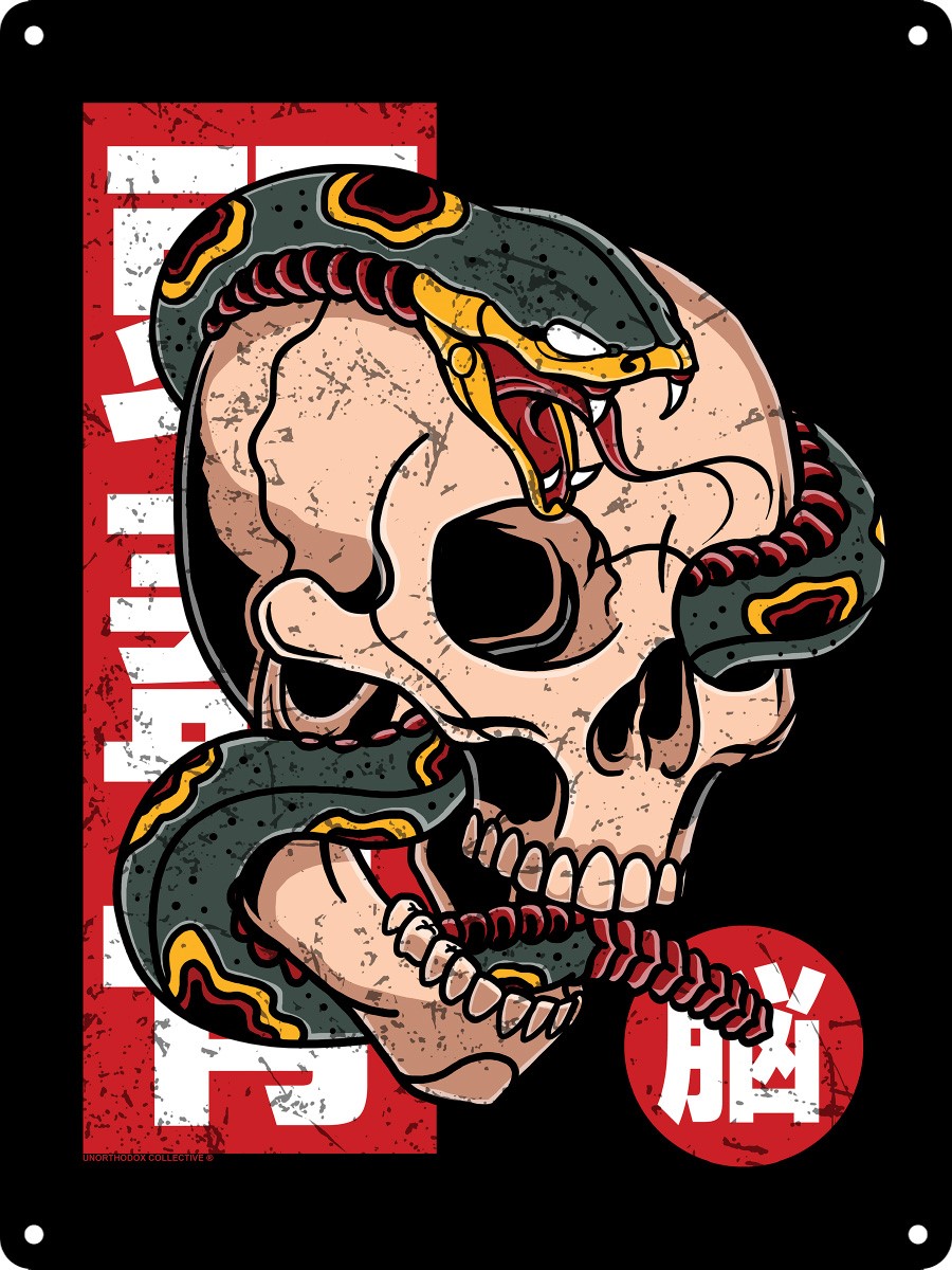Unorthodox Collective Snake Skull Tattoo Mini Tin Sign - Buy Online at  