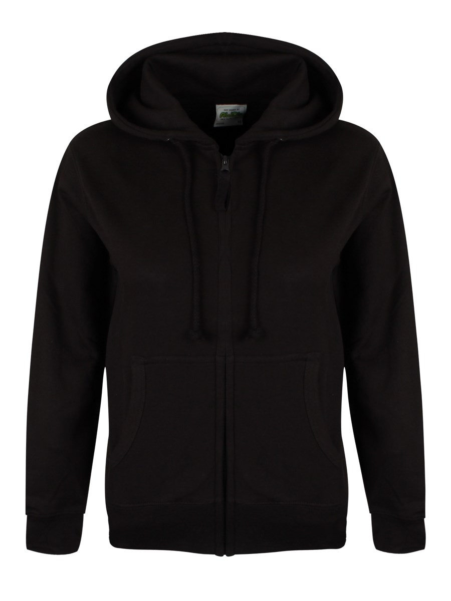 Plain Black Ladies Zipped Hoodie - Buy Online at Grindstore.com