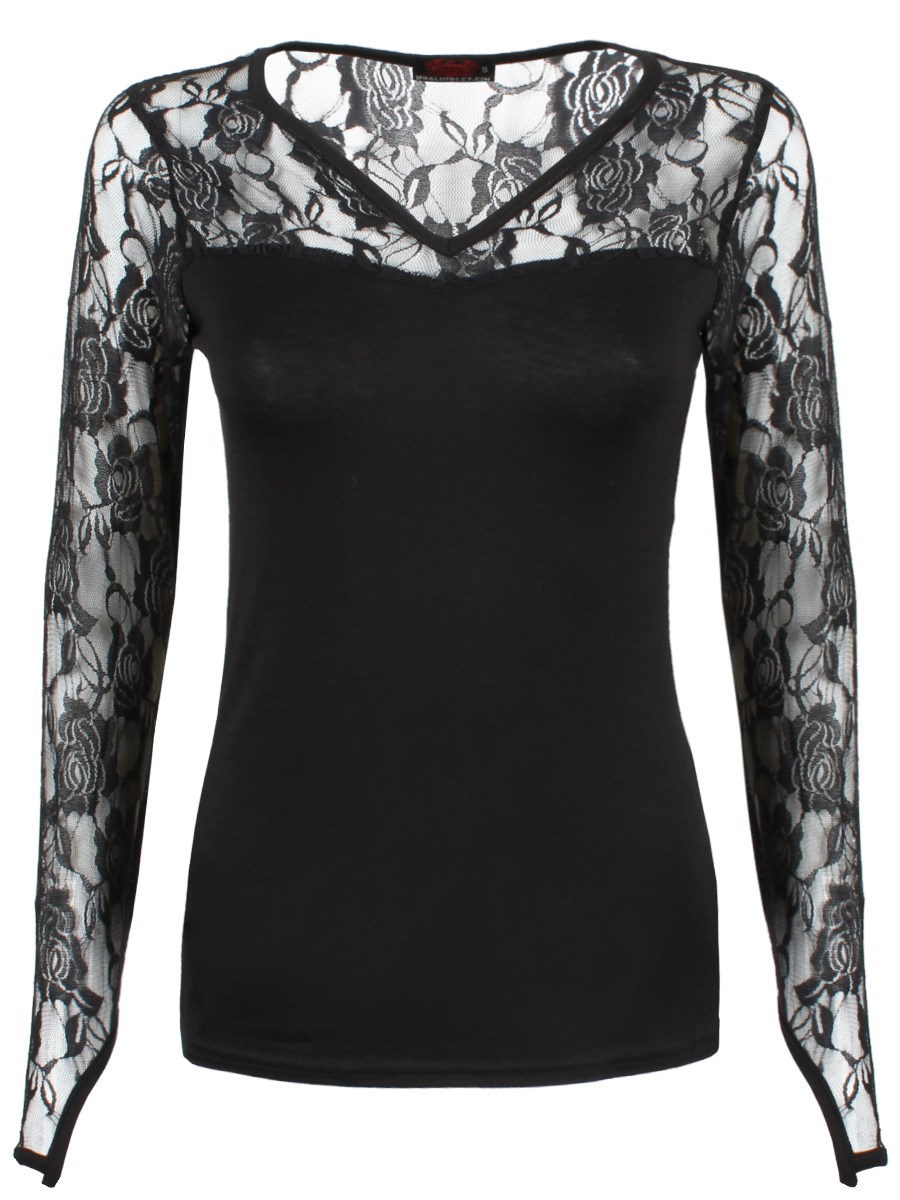 Spiral Lace Glove Ladies Black Viscose Top - Buy Online at Grindstore.com