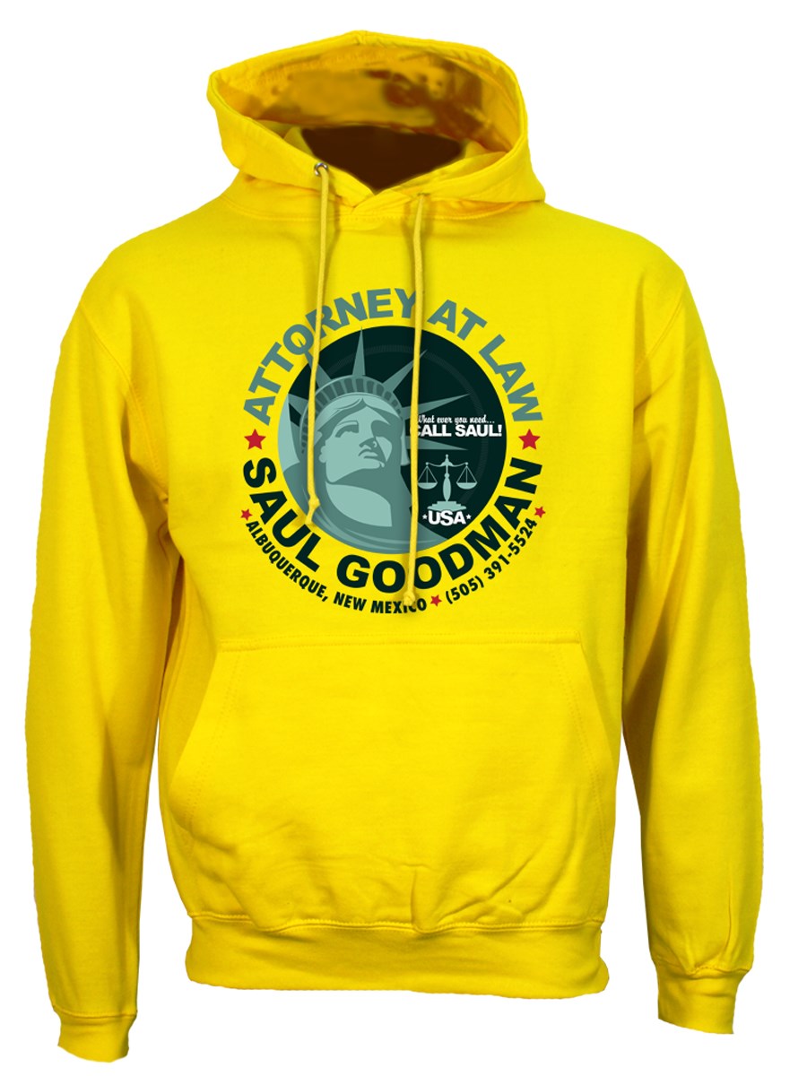 Saul Goodman Men's Yellow Hoodie, Inspired by Breaking Bad - Buy Online ...