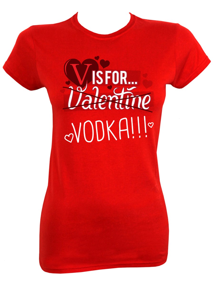V is for Vodka Ladies Red T-Shirt - Buy Online at Grindstore.com