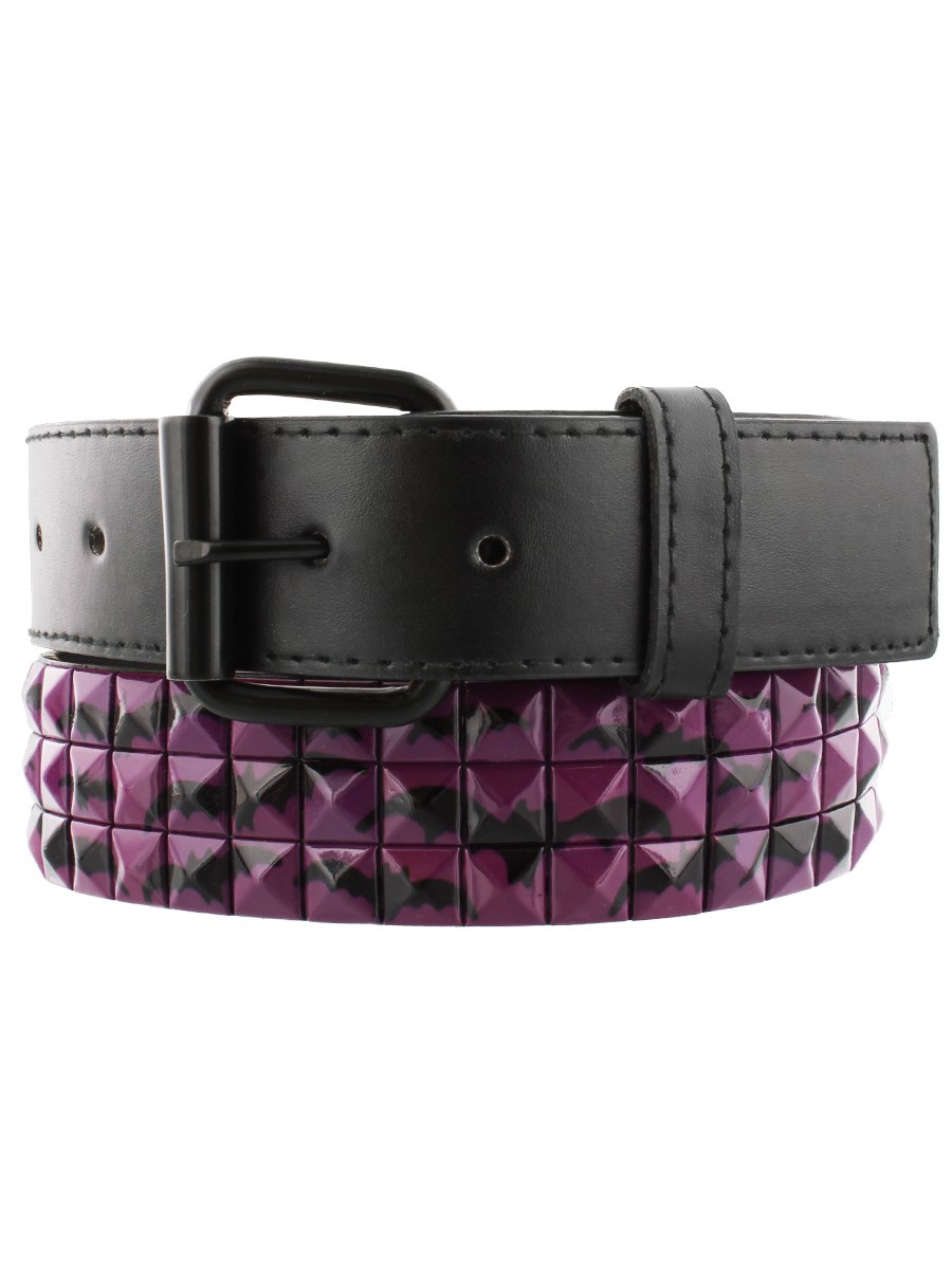 Purple Bat 3 Row Pyramid Stud Belt - Buy Online at Grindstore.com