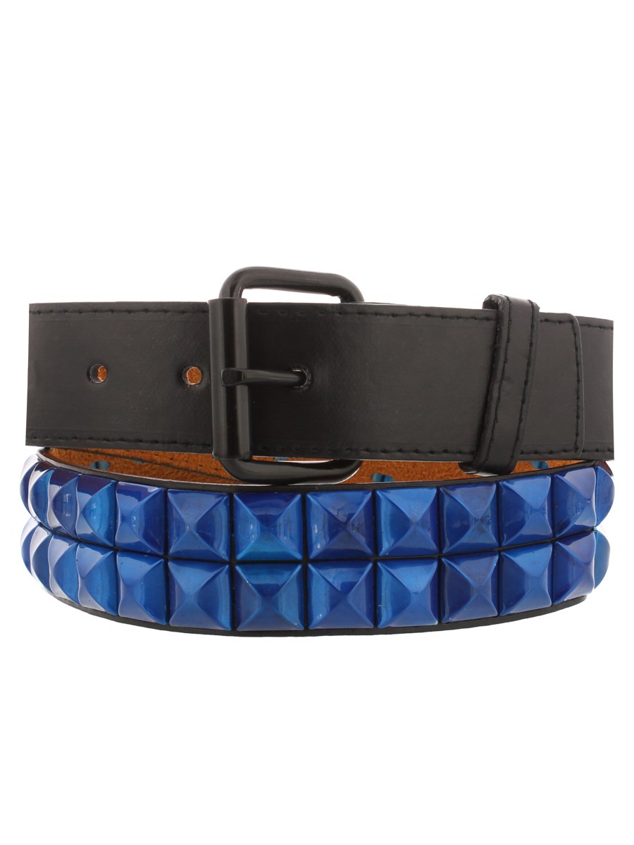 2 Row Blue Metallic Stud Pyramid Belt - Buy Online at Grindstore.com