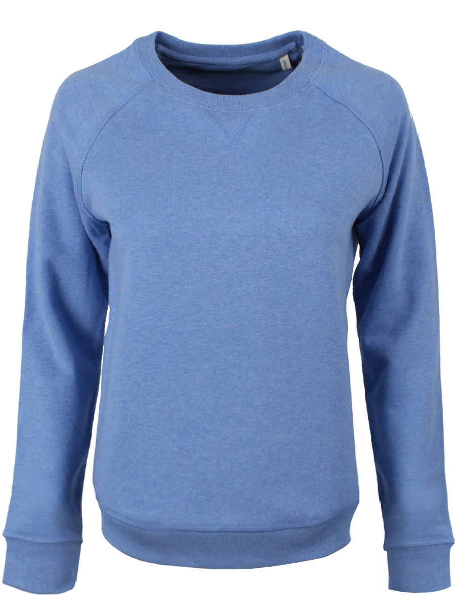 Organic Round Neck Raglan Sleeve Ladies Mid Heather Blue Sweatshirt ...