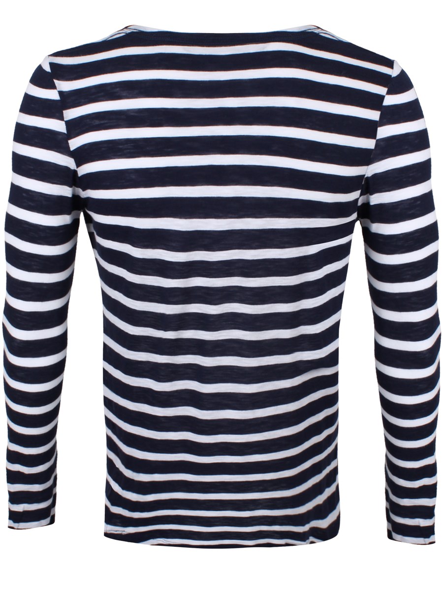 Striped Navy and White Long Sleeved T-Shirt - Buy Online at Grindstore.com