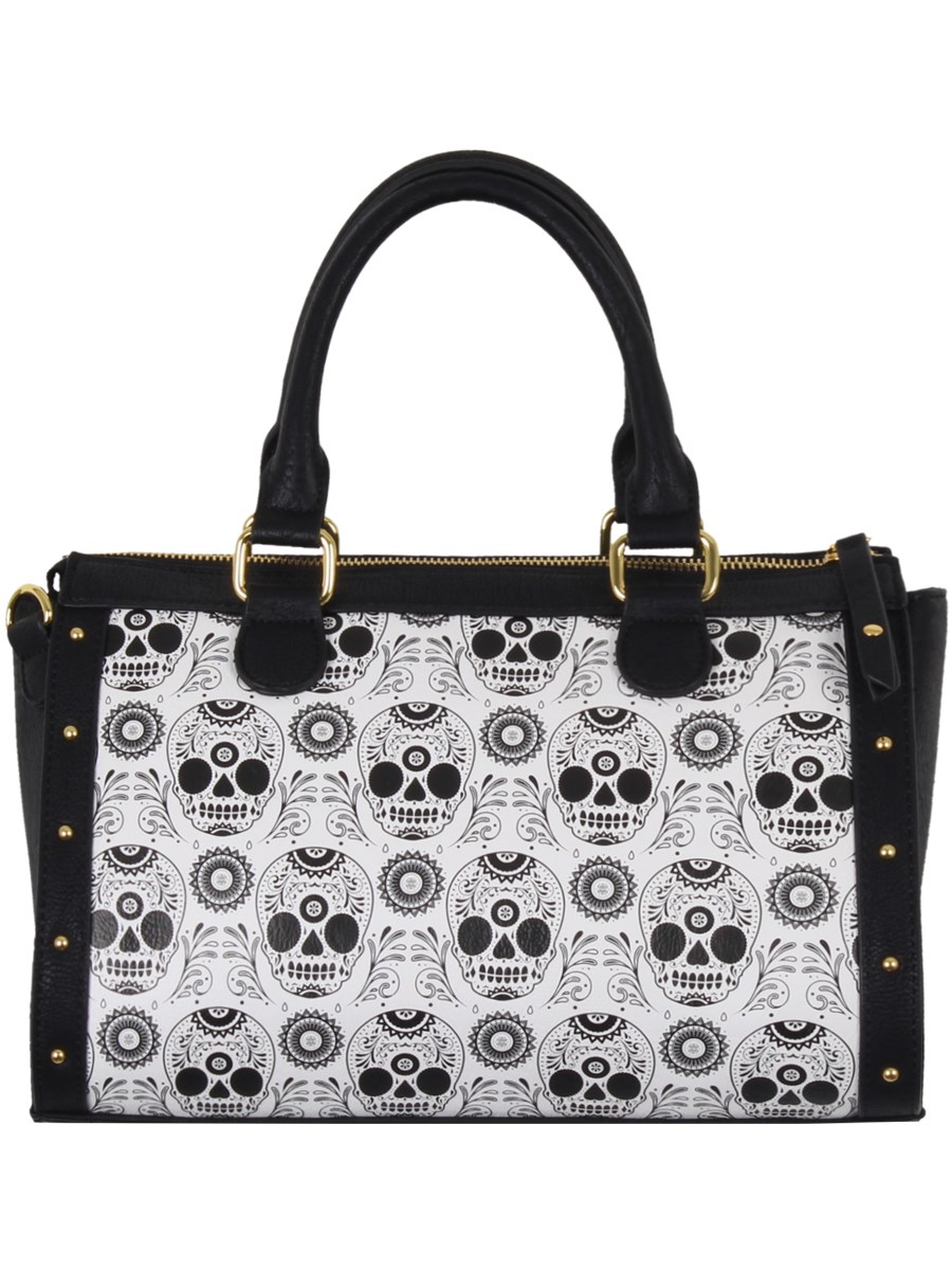 Loungefly Black & White Repeat Skull Handbag - Buy Online at Grindstore.com