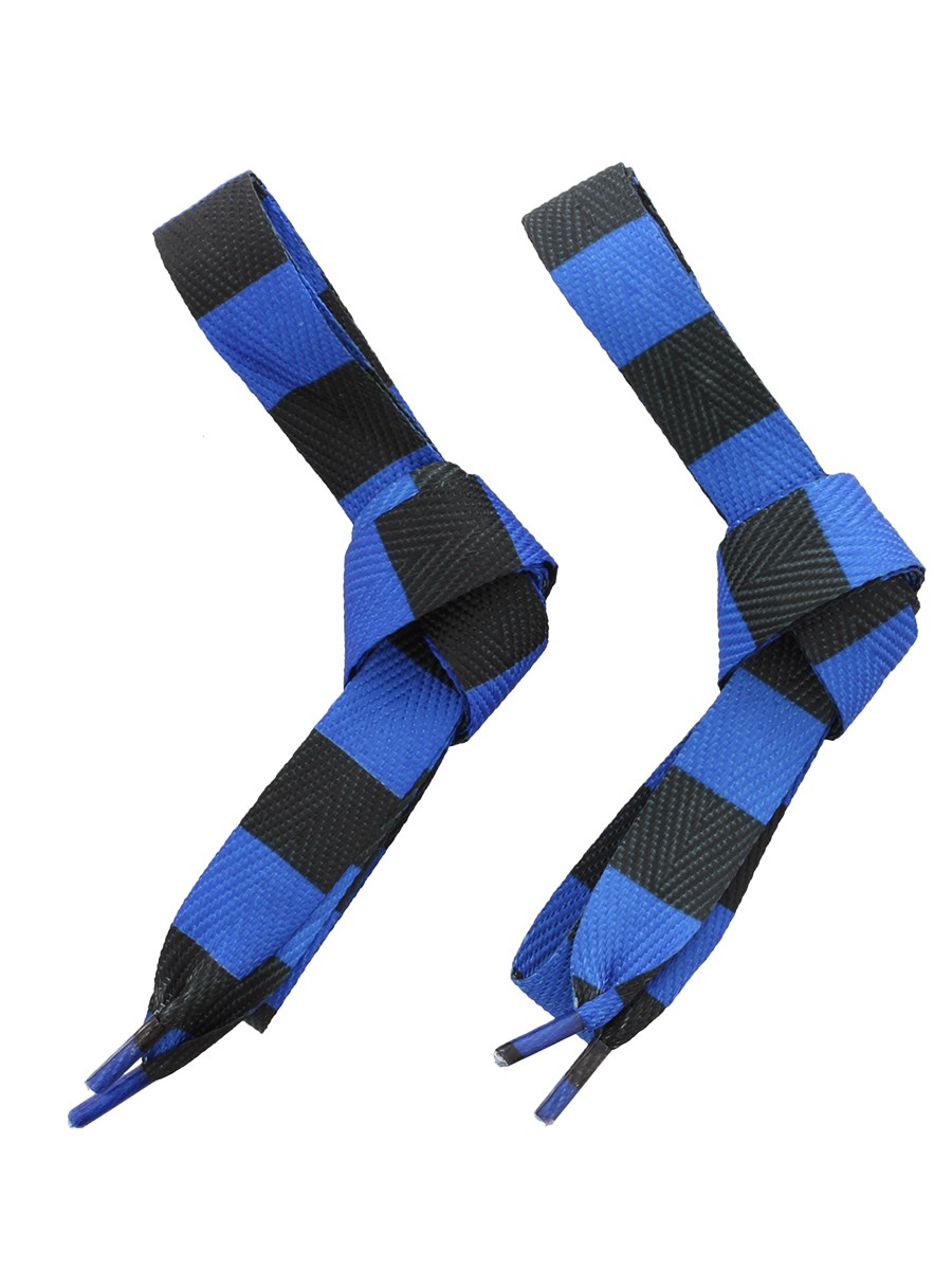 Black & Blue Striped Shoelaces - Buy Online at Grindstore.com