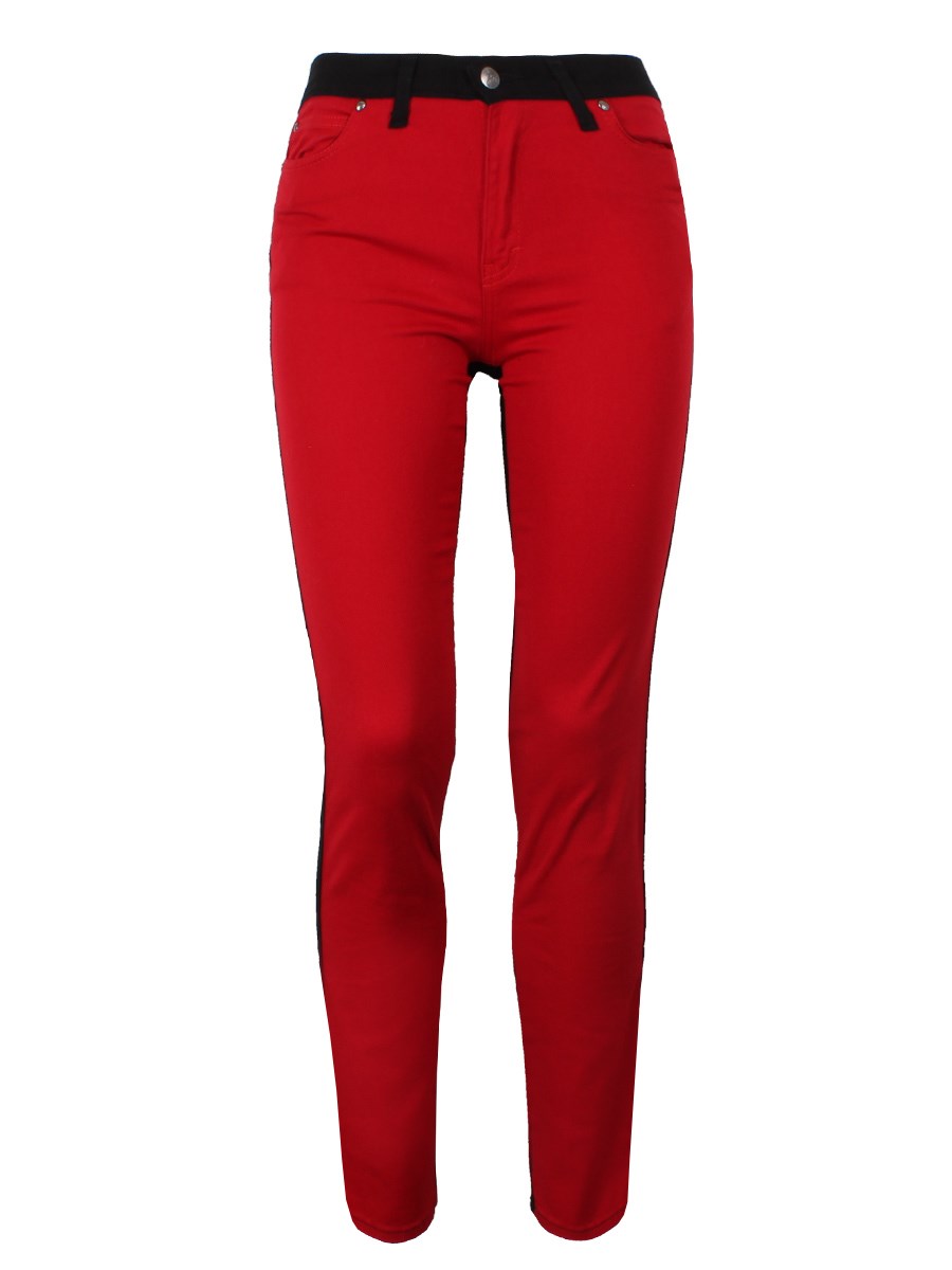 Jist Front/Back Split Leg Skinny Jeans - Black & Red - Buy Online at ...