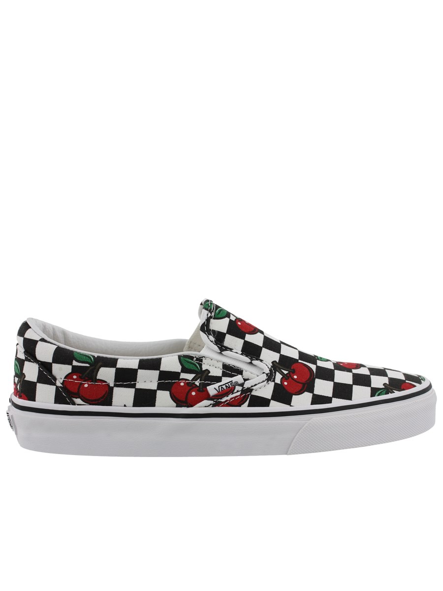 vans checkerboard cherry slip on