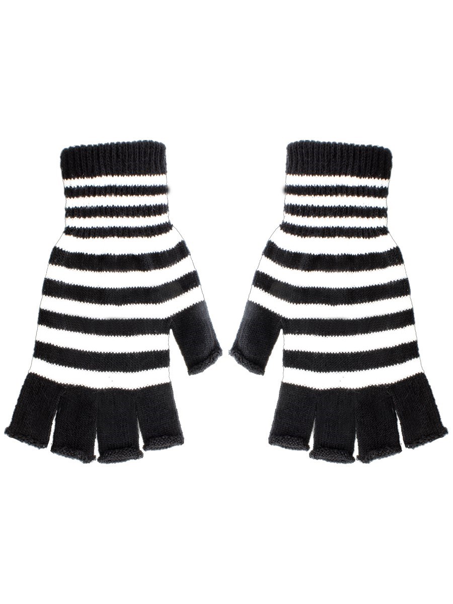 Black And White Striped Fingerless Gloves Buy Online At