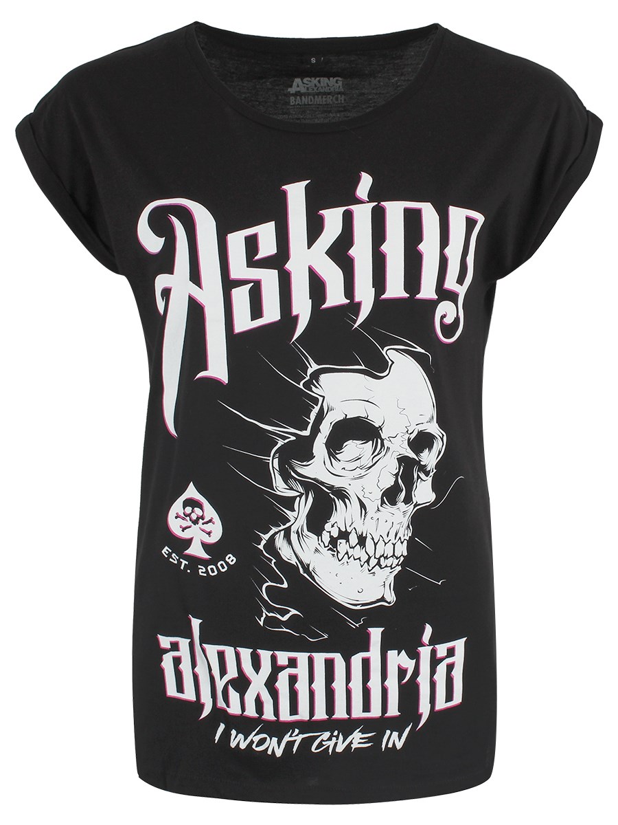 Asking Alexandria I won't Give In Ladies Black Rolled Sleeve T-Shirt ...
