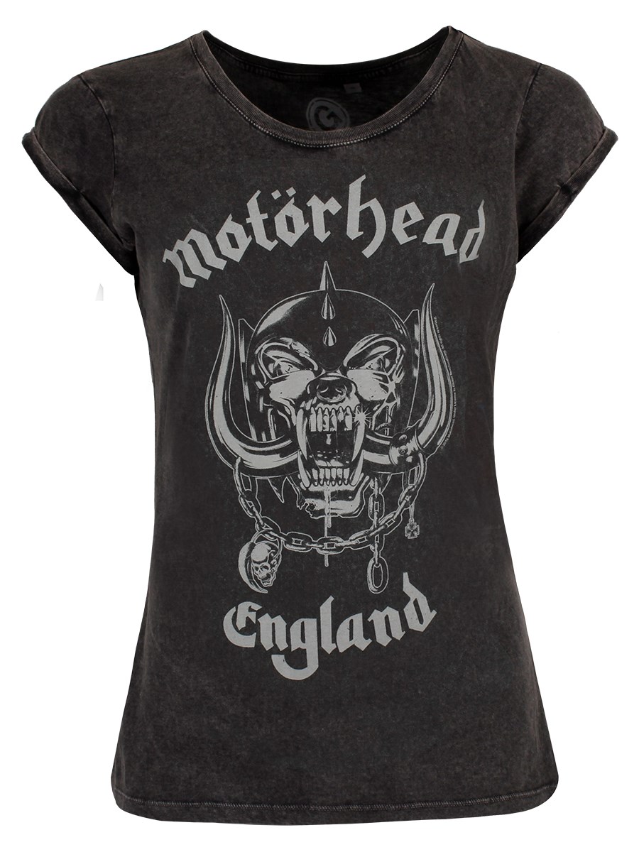 Motorhead England Ladies Acid Wash T-Shirt - Buy Online at Grindstore.com