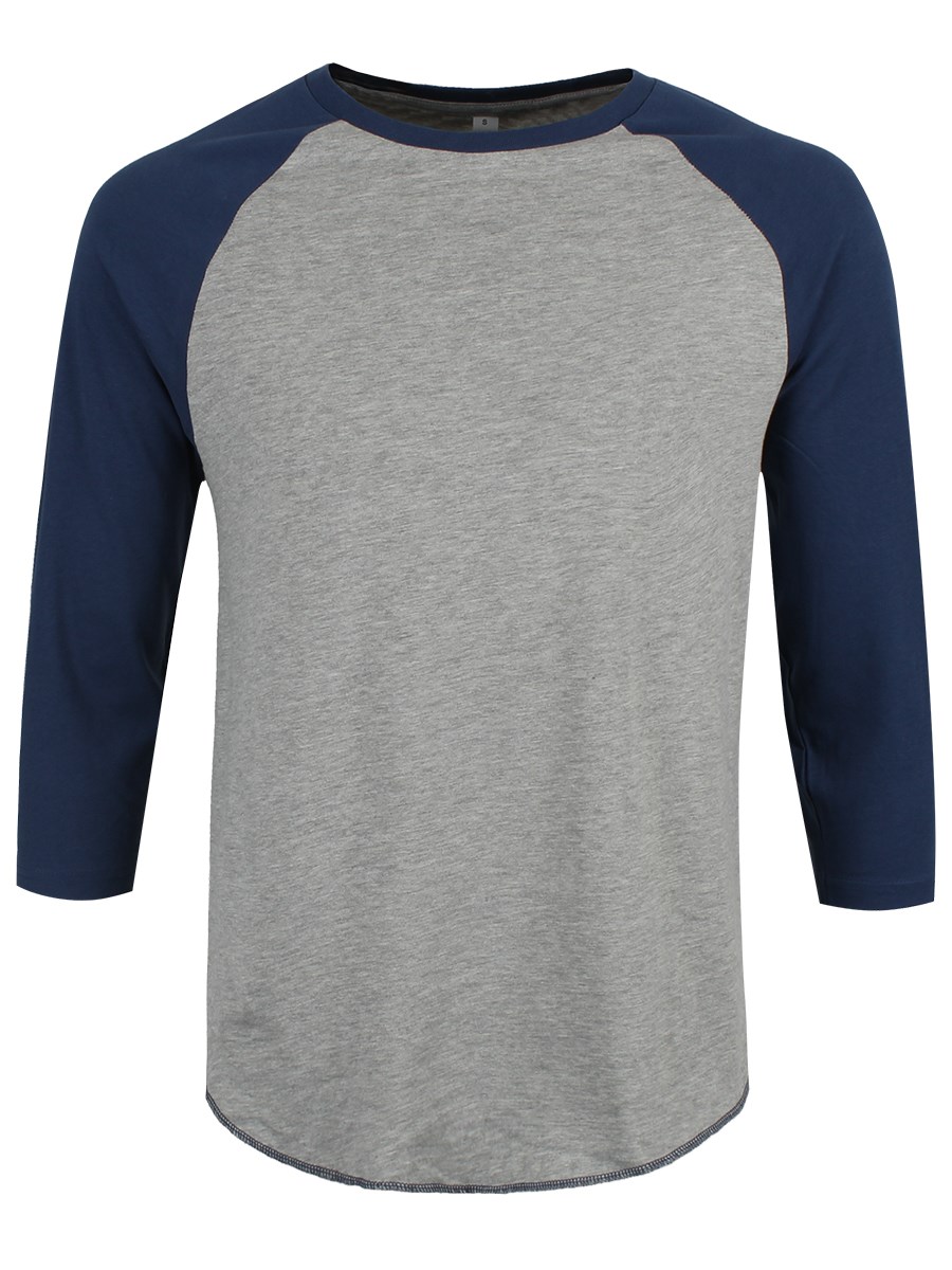 Heather Grey & Swiss Navy Men's Baseball T-Shirt - Buy Online at ...