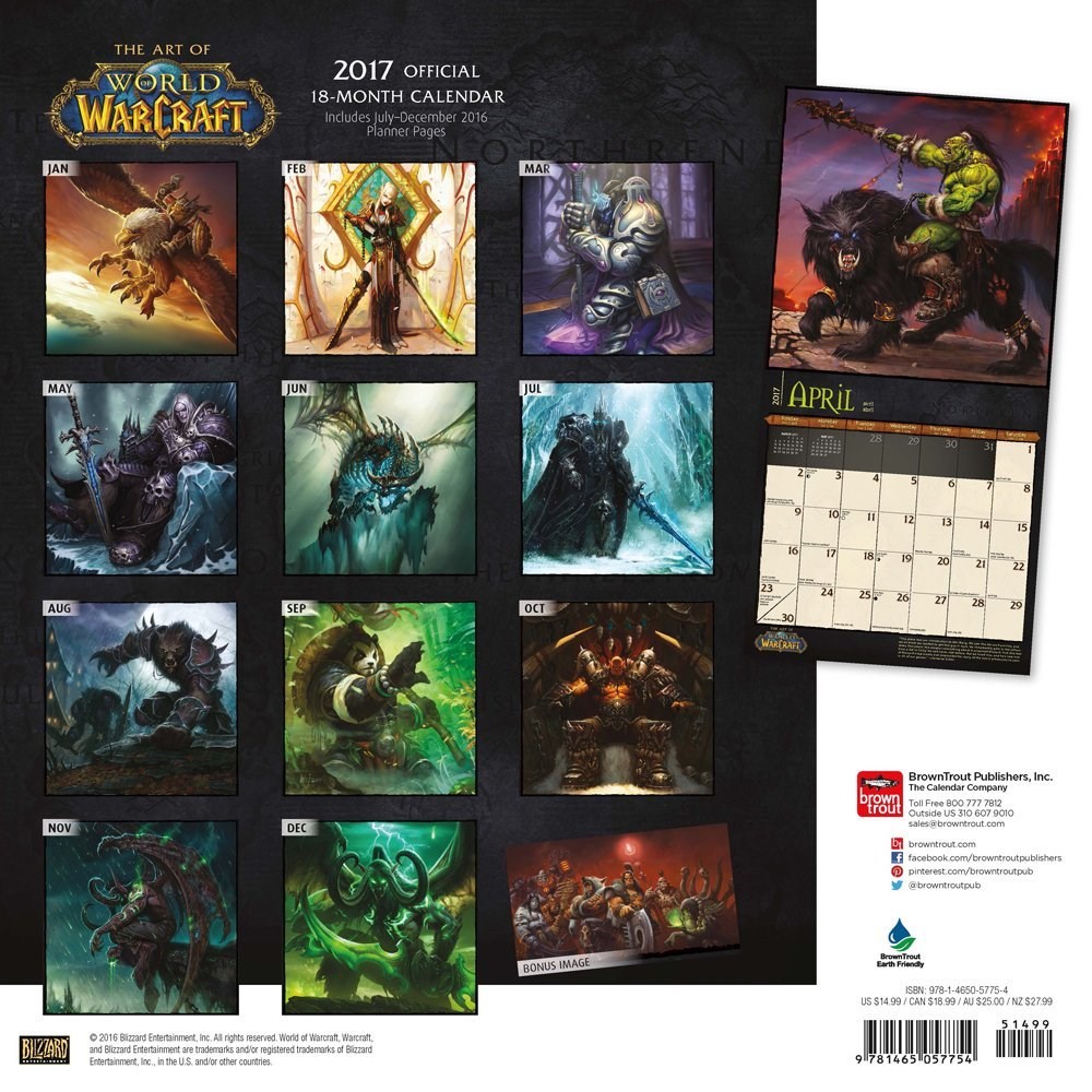 World Of Warcraft 2017 Square Calendar Buy Online at