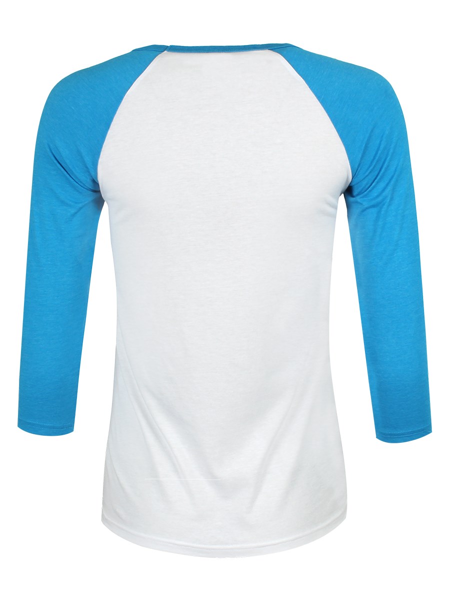 White & Neon Blue 3/4 Sleeve Baseball T-Shirt - Buy Online at ...
