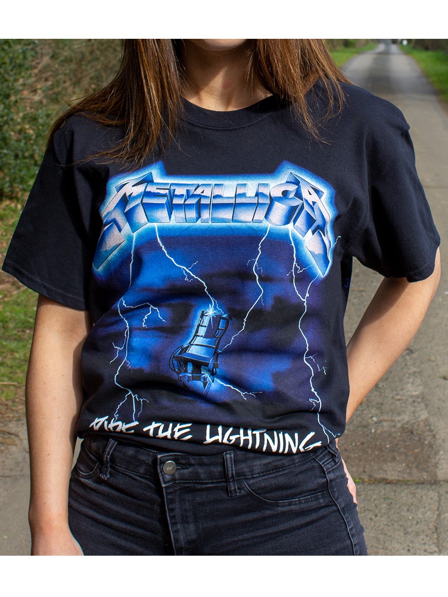 Metallica T Shirt Ride The Lightning Tracks Official Black Mens Metal Rock Merch 