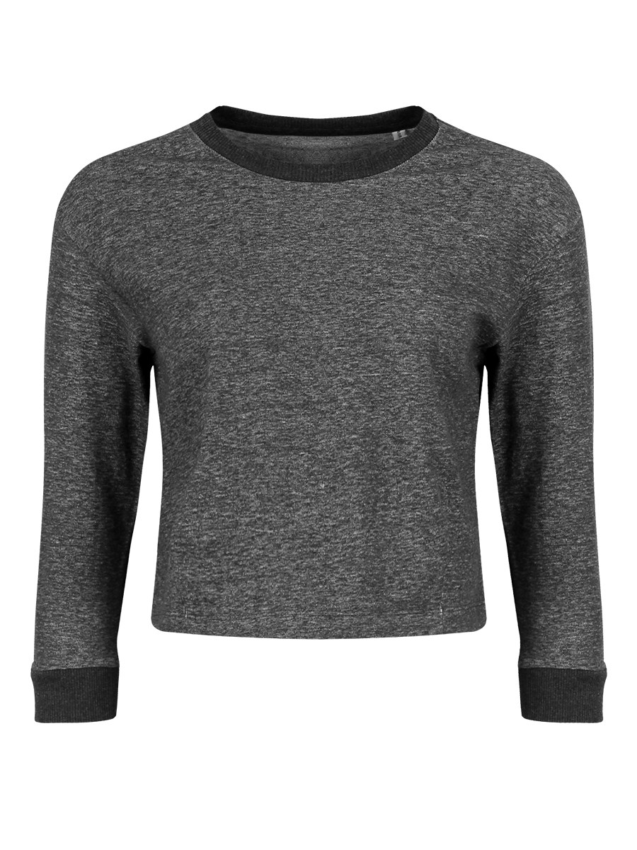 Download Dark Heather Grey Cropped Crew neck Sweatshirt - Buy ...