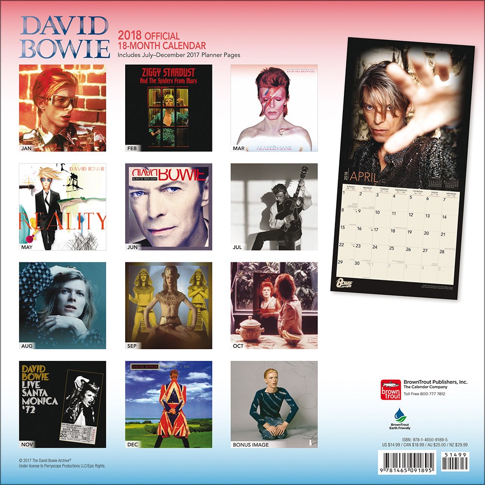David Bowie 2018 Wall Calendar Buy Online at