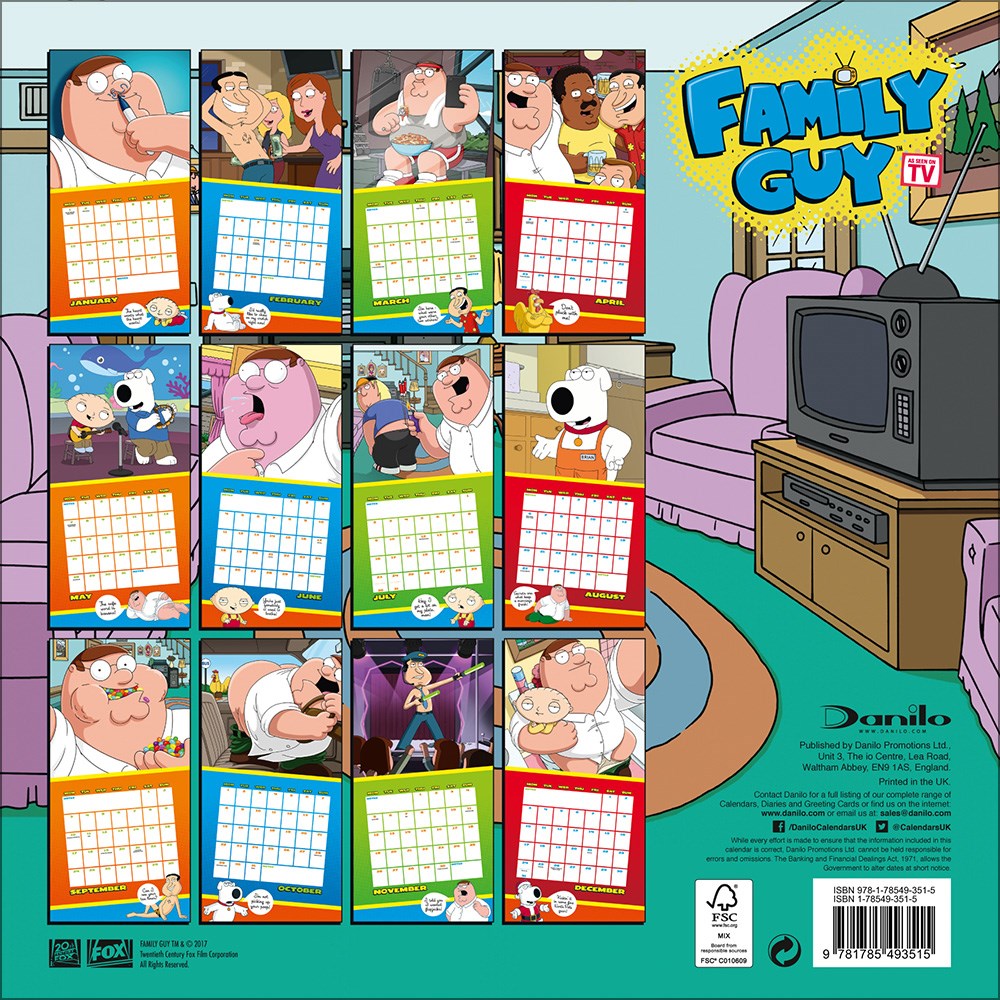 Family Guy 2018 Square Calendar - Buy Online at Grindstore.com