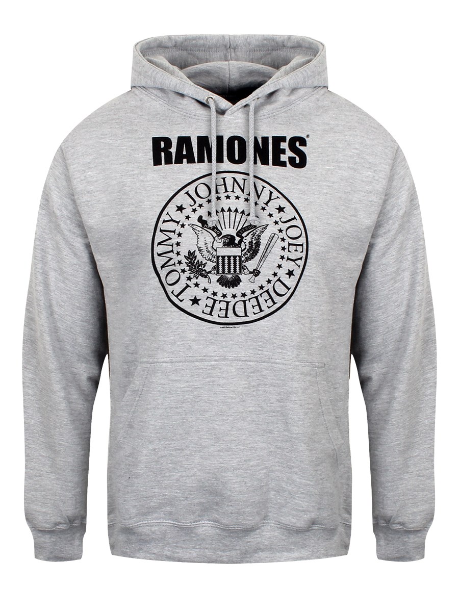 Official Ramones Presidential Seal Pullover Grey Hoodie Logo Sweater Music 