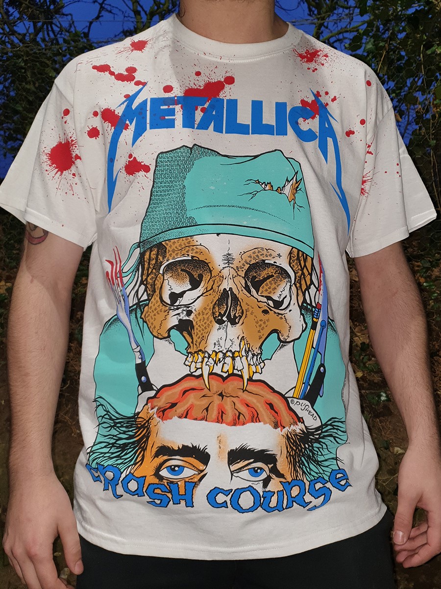 NEW & OFFICIAL! White T-Shirt Metallica 'Crash Course In Brain Surgery' 