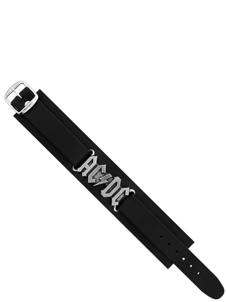 AC/DC Alchemy Rocks Logo Leather Wristband Black 