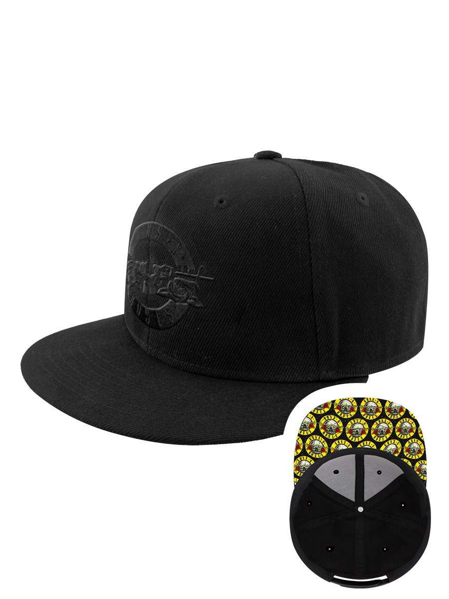 Guns N Roses Mens Black Baseball Cap Circle Logo Official 