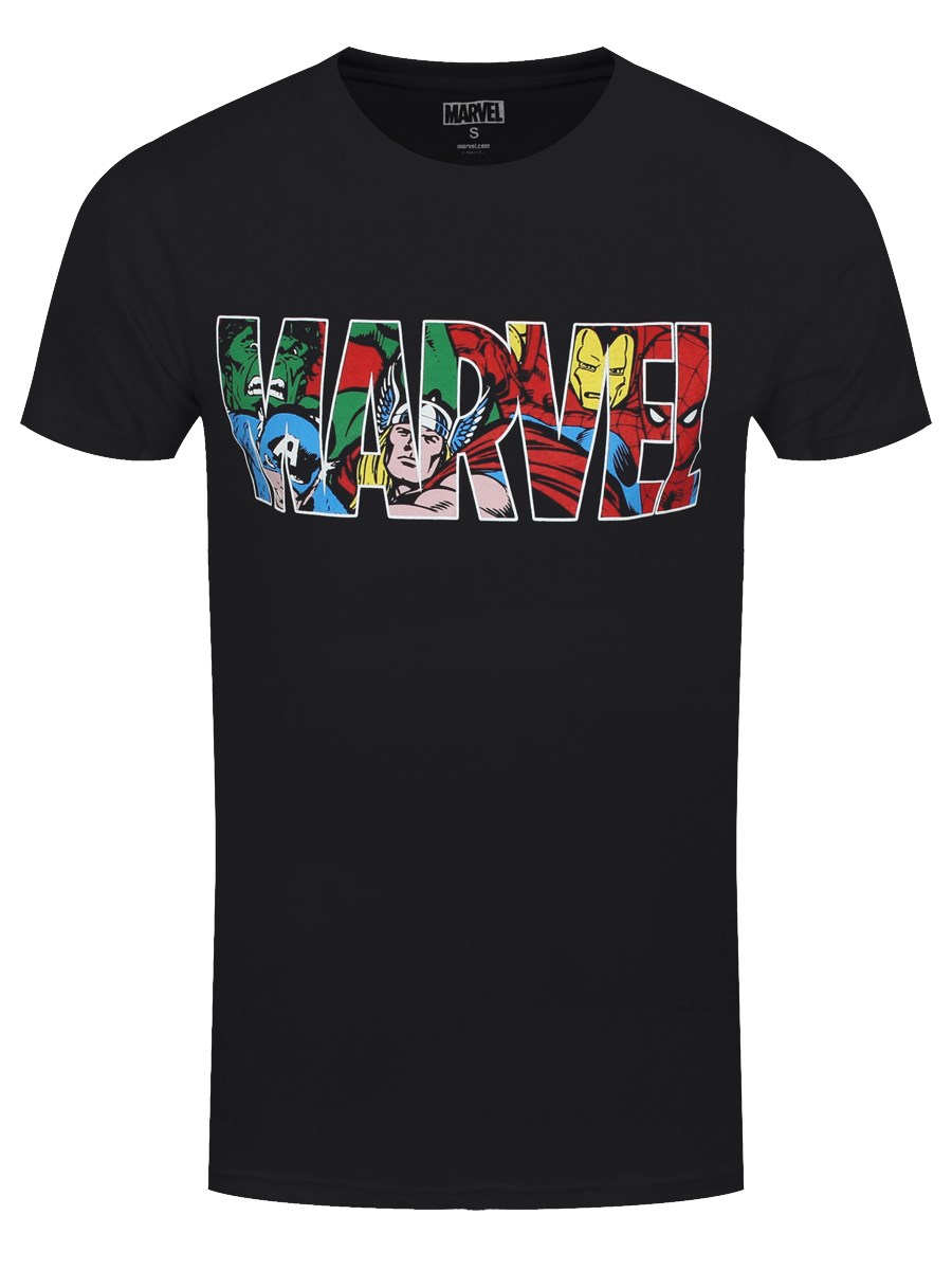 Marvel Herren Comic Strip Logo T-Shirt