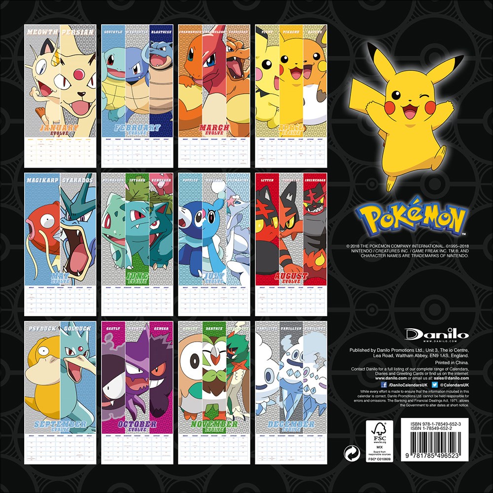 Pokemon 2019 Official Square Wall Calendar Buy Online at