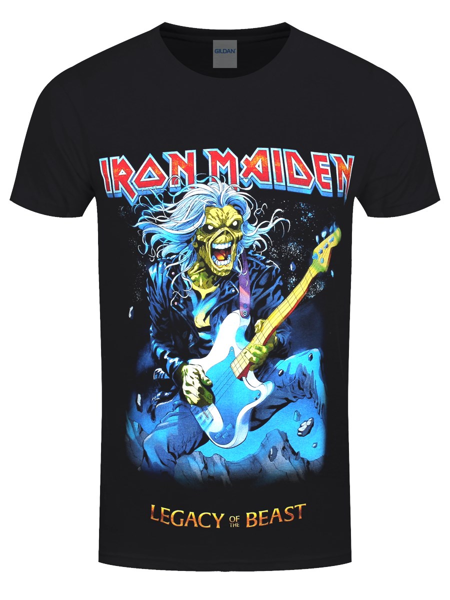 Iron Maiden Eddie On Bass Hombre Camiseta Negro Regular 