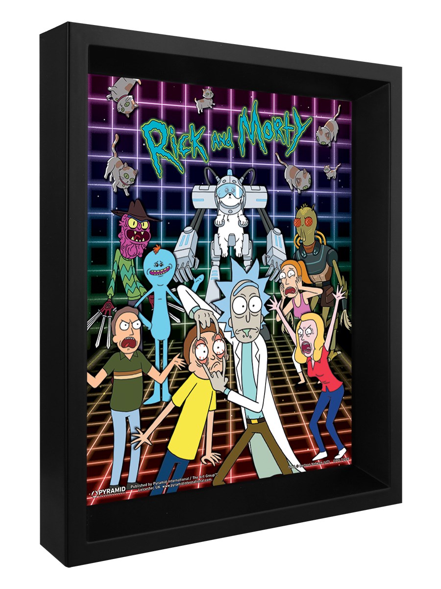 Rick and Morty Poster Characters Grid 3D Framed Lenticular 20x25cm 