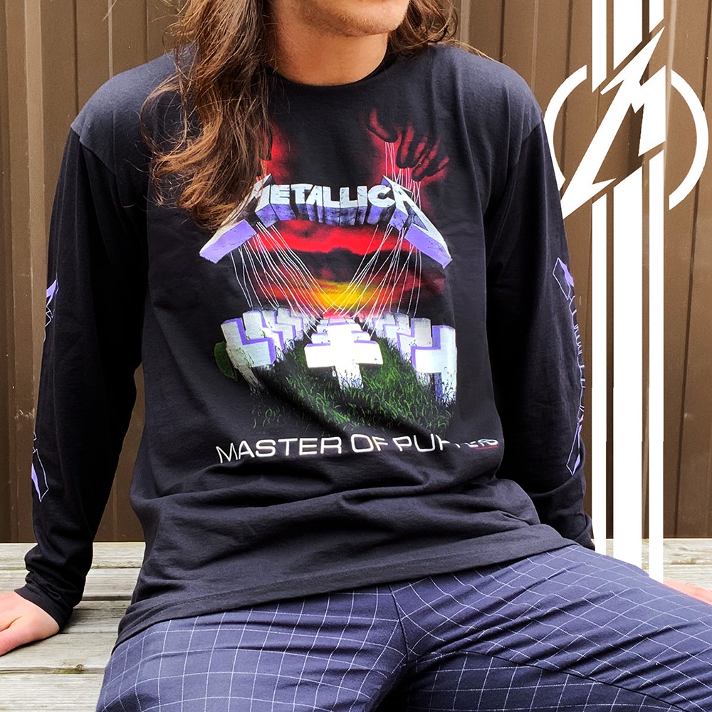 Metallica T Shirt Master of Puppets Band Logo new Official Mens Long Sleeve 